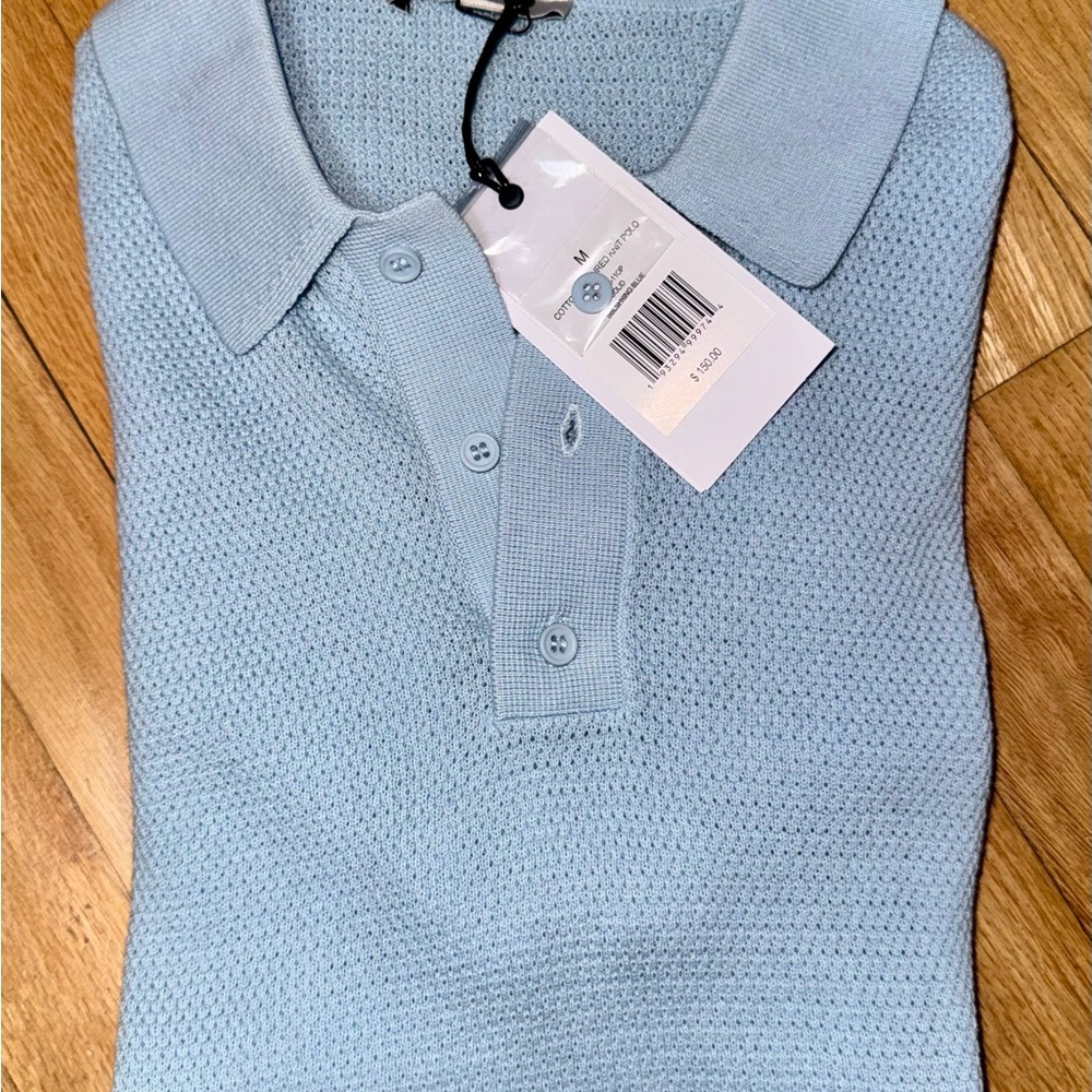Onia Sky Blue Waffle Polo Shirt  Brand New with Tags - Picture 5 of 6